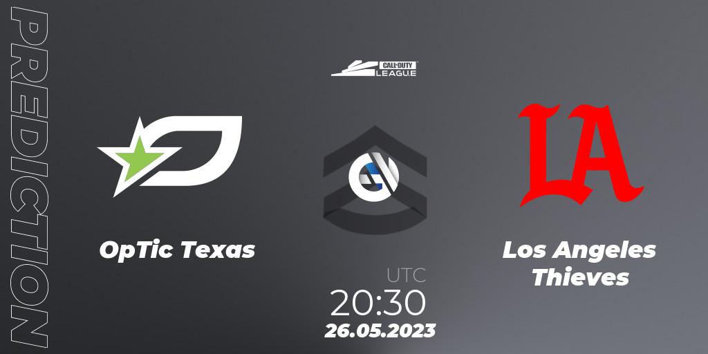 Pronósticos OpTic Texas - Los Angeles Thieves. 26.05.2023 at 20:30. Call of Duty League 2023: Stage 5 Major - Call of Duty