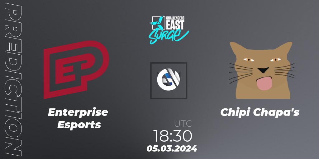 Pronósticos Enterprise Esports - Chipi Chapa's. 05.03.2024 at 18:30. VALORANT Challengers 2024 East: Surge Split 1 - VALORANT
