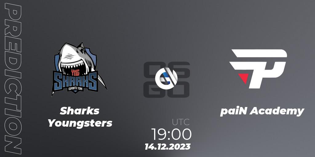 Pronósticos Sharks Youngsters - paiN Academy. 14.12.2023 at 19:00. Gamers Club Liga Série A: December 2023 - Counter-Strike (CS2)
