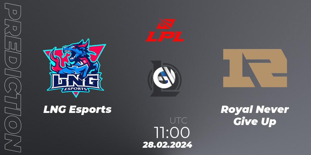 Pronósticos LNG Esports - Royal Never Give Up. 28.02.24. LPL Spring 2024 - Group Stage - LoL