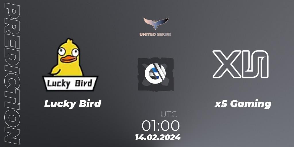 Pronósticos Lucky Bird - x5 Gaming. 14.02.2024 at 01:00. United Series 1 - Dota 2