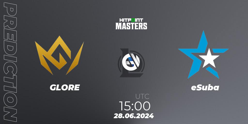 Pronósticos GLORE - eSuba. 28.06.2024 at 15:00. Hitpoint Masters Summer 2024 - LoL