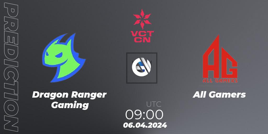 Pronósticos Dragon Ranger Gaming - All Gamers. 06.04.24. VALORANT Champions Tour China 2024: Stage 1 - Group Stage - VALORANT