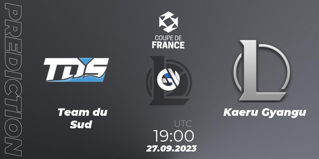 Pronósticos Team du Sud - Kaeru Gyangu. 27.09.2023 at 18:00. Coupe de France 2023 - LoL