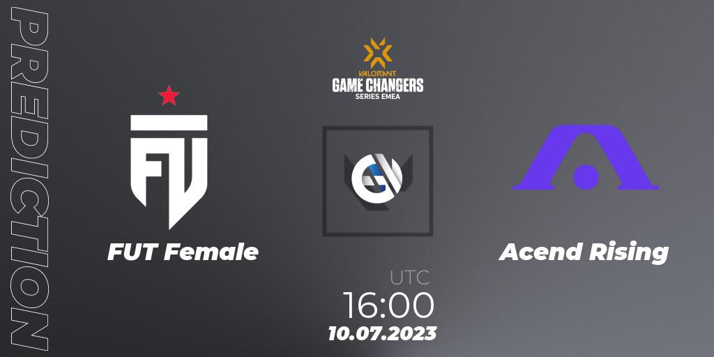 Pronósticos FUT Female - Acend Rising. 10.07.2023 at 16:10. VCT 2023: Game Changers EMEA Series 2 - Group Stage - VALORANT