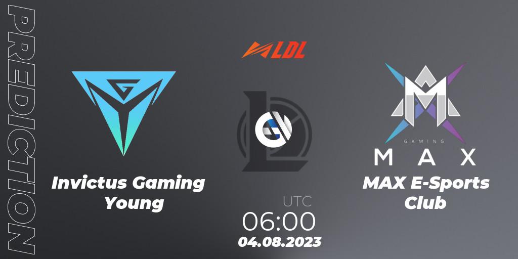 Pronósticos Invictus Gaming Young - MAX E-Sports Club. 04.08.2023 at 06:00. LDL 2023 - Playoffs - LoL