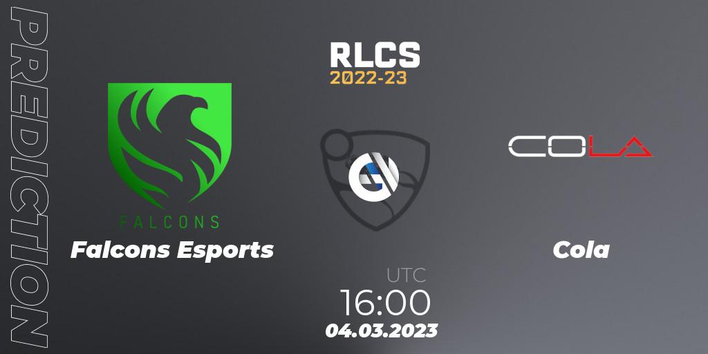Pronósticos Falcons Esports - Cola. 04.03.2023 at 16:00. RLCS 2022-23 - Winter: Middle East and North Africa Regional 3 - Winter Invitational - Rocket League