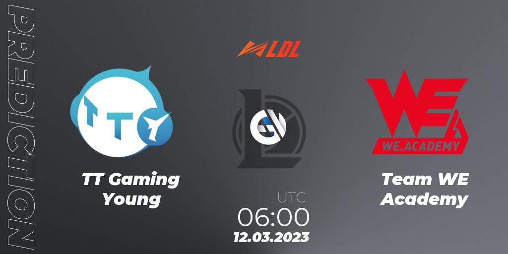 Pronósticos TT Gaming Young - Team WE Academy. 12.03.2023 at 06:00. LDL 2023 - Regular Season - LoL