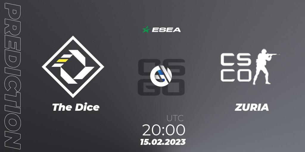 Pronósticos The Dice - ZURIA. 15.02.2023 at 20:00. ESEA Season 44: Advanced Division - Europe - Counter-Strike (CS2)