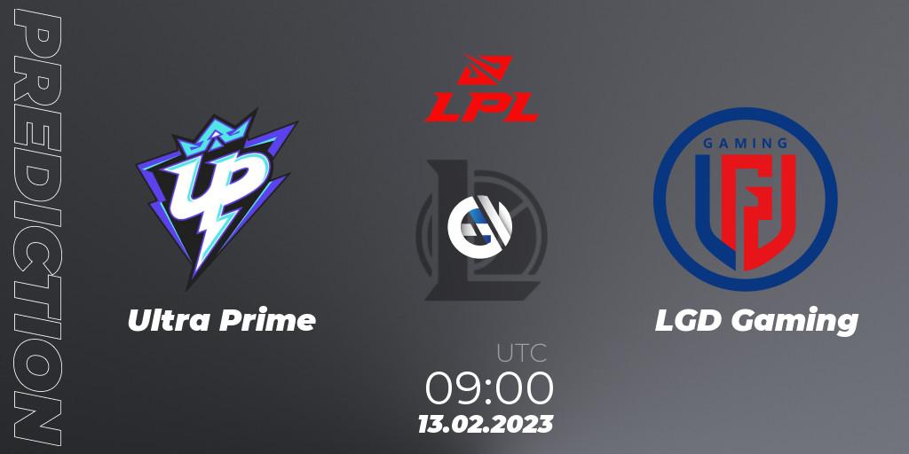 Pronósticos Ultra Prime - LGD Gaming. 13.02.2023 at 09:00. LPL Spring 2023 - Group Stage - LoL