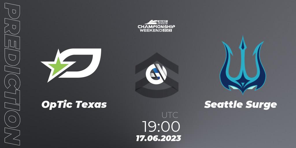 Pronósticos OpTic Texas - Seattle Surge. 17.06.2023 at 19:00. Call of Duty League Championship 2023 - Call of Duty