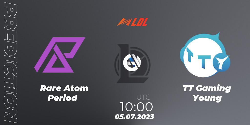 Pronósticos Rare Atom Period - TT Gaming Young. 05.07.2023 at 11:00. LDL 2023 - Regular Season - Stage 3 - LoL