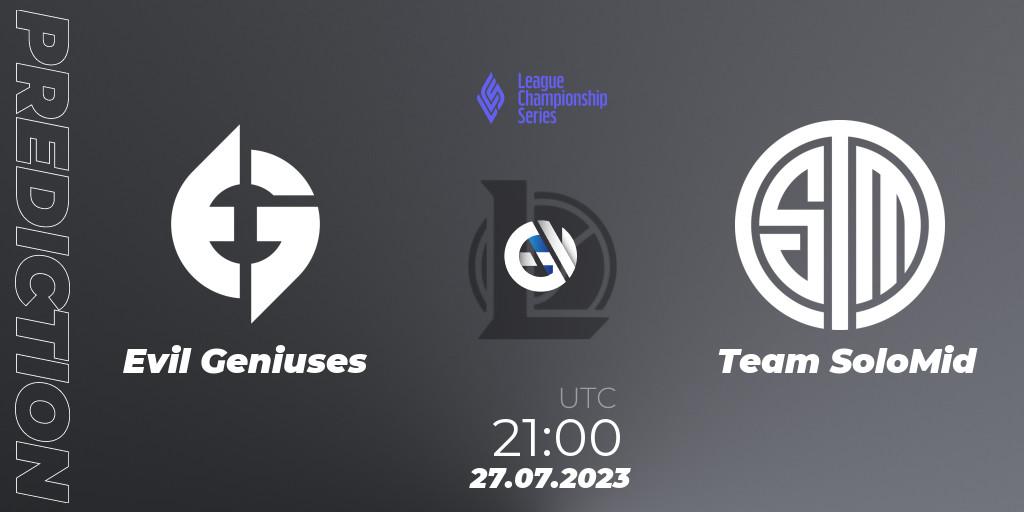 Pronósticos Evil Geniuses - Team SoloMid. 27.07.23. LCS Summer 2023 - Playoffs - LoL