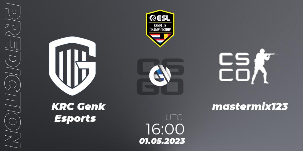 Pronósticos KRC Genk Esports - mastermix123. 01.05.2023 at 16:00. ESL Benelux Championship Spring 2023 - Counter-Strike (CS2)