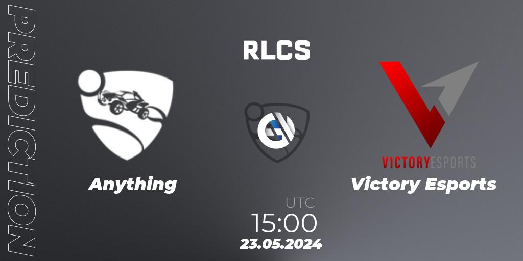 Pronósticos Anything - Victory Esports. 23.05.2024 at 15:00. RLCS 2024 - Major 2: MENA Open Qualifier 6 - Rocket League