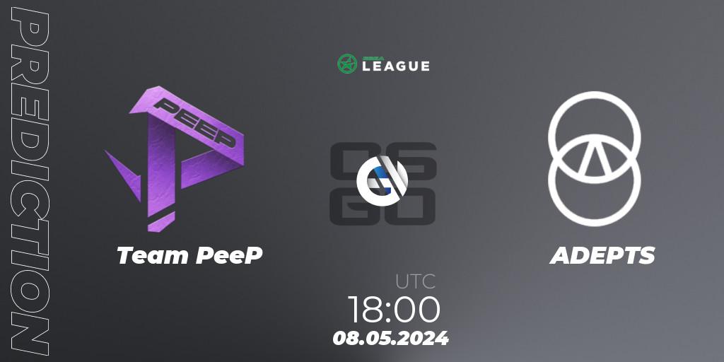 Pronósticos Team PeeP - ADEPTS. 08.05.2024 at 18:00. ESEA Season 49: Advanced Division - Europe - Counter-Strike (CS2)
