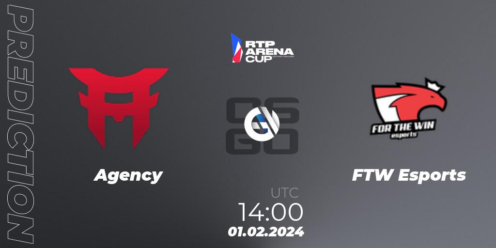 Pronósticos Agency - FTW Esports. 01.02.2024 at 14:00. RTP Arena Cup 2024 - Counter-Strike (CS2)