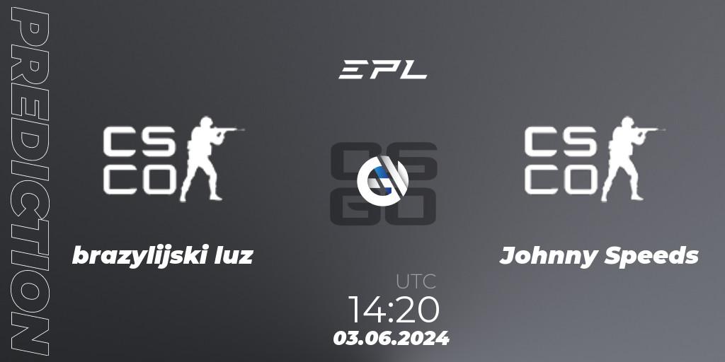 Pronósticos brazylijski luz - Johnny Speeds. 03.06.2024 at 14:20. European Pro League Season 16 - Counter-Strike (CS2)