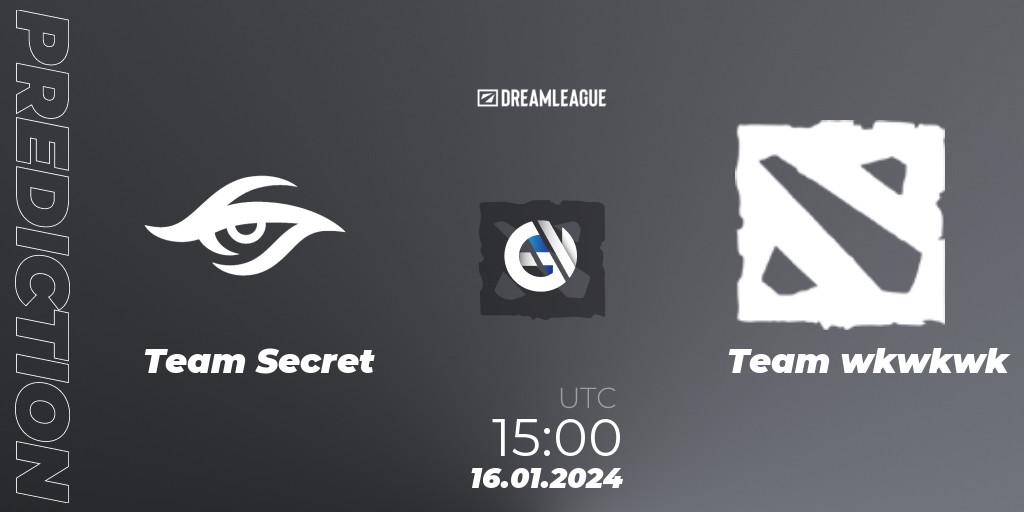 Pronósticos Team Secret - Team wkwkwk. 16.01.24. DreamLeague Season 22: Western Europe Closed Qualifier - Dota 2