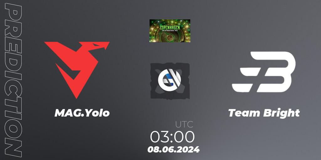 Pronósticos MAG.Yolo - Team Bright. 08.06.2024 at 03:00. The International 2024: China Open Qualifier #2 - Dota 2