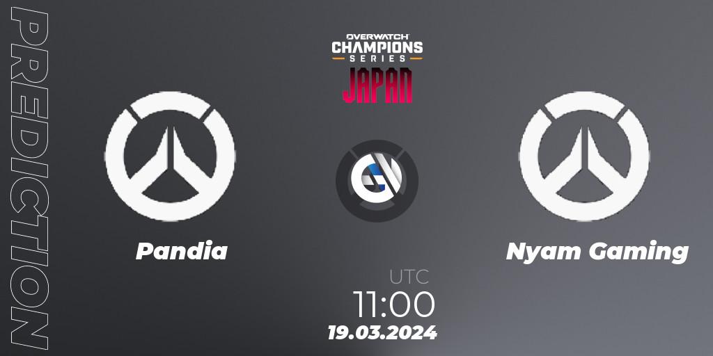 Pronósticos Pandia - Nyam Gaming. 19.03.2024 at 12:00. Overwatch Champions Series 2024 - Stage 1 Japan - Overwatch