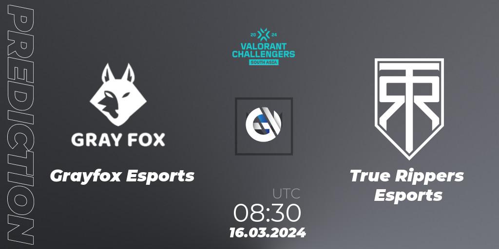 Pronósticos Grayfox Esports - True Rippers Esports. 16.03.24. VALORANT Challengers 2024: South Asia Split 1 - Cup 1 - VALORANT