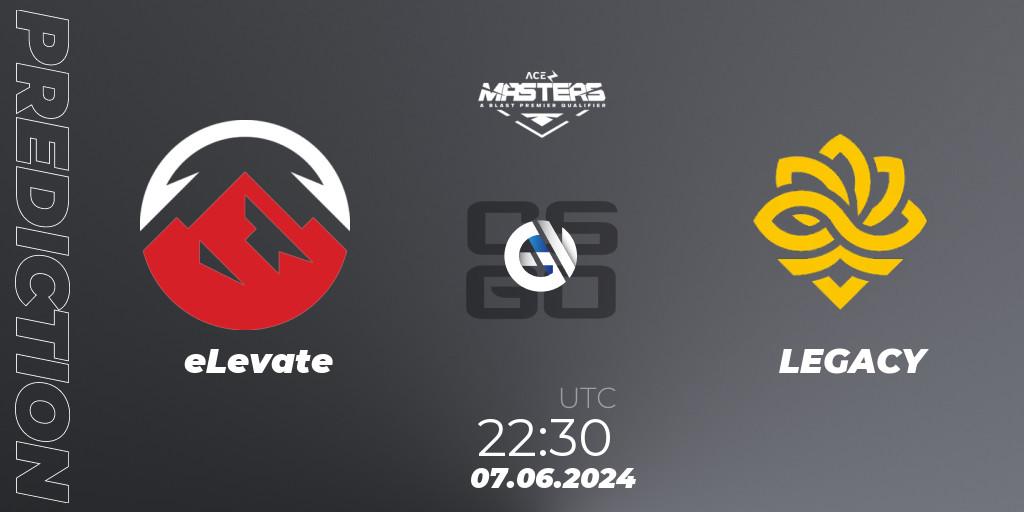 Pronósticos eLevate - LEGACY. 07.06.2024 at 22:30. Ace North American Masters Fall 2024 - BLAST Premier Qualifier - Counter-Strike (CS2)