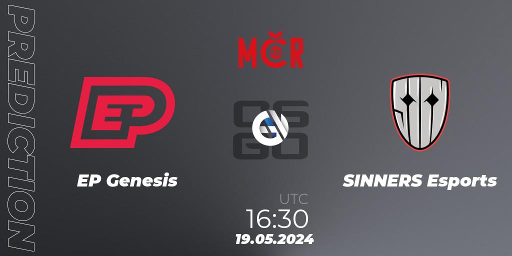 Pronósticos EP Genesis - SINNERS Esports. 19.05.2024 at 16:30. Tipsport Cup Spring 2024: Online Stage - Counter-Strike (CS2)