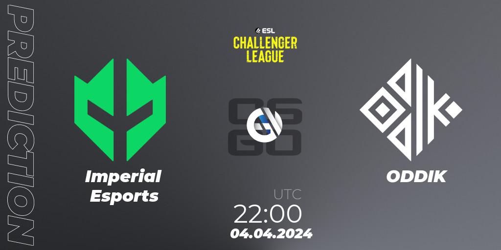 Pronósticos Imperial Esports - ODDIK. 04.04.2024 at 22:00. ESL Challenger League Season 47: South America - Counter-Strike (CS2)