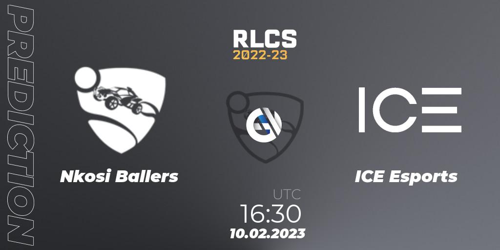 Pronósticos Nkosi Ballers - ICE Esports. 10.02.2023 at 16:30. RLCS 2022-23 - Winter: Sub-Saharan Africa Regional 2 - Winter Cup - Rocket League