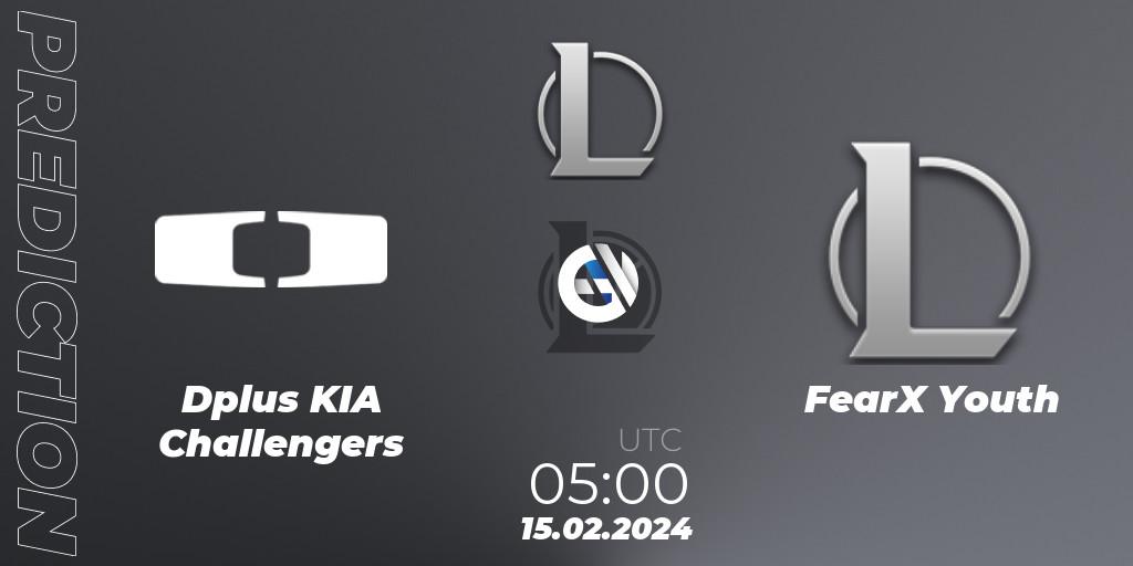 Pronósticos Dplus KIA Challengers - FearX Youth. 15.02.2024 at 05:00. LCK Challengers League 2024 Spring - Group Stage - LoL