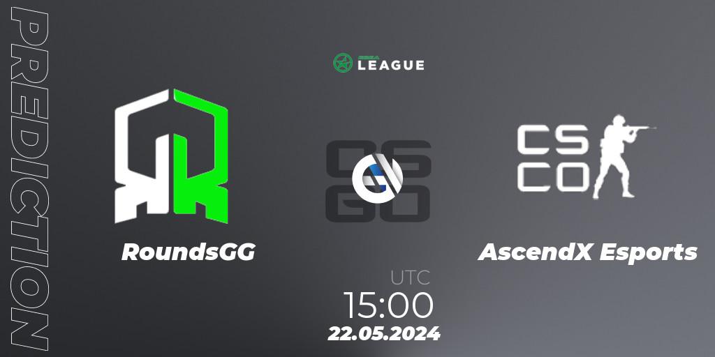 Pronósticos RoundsGG - AscendX Esports. 22.05.2024 at 15:00. ESEA Season 49: Advanced Division - Europe - Counter-Strike (CS2)