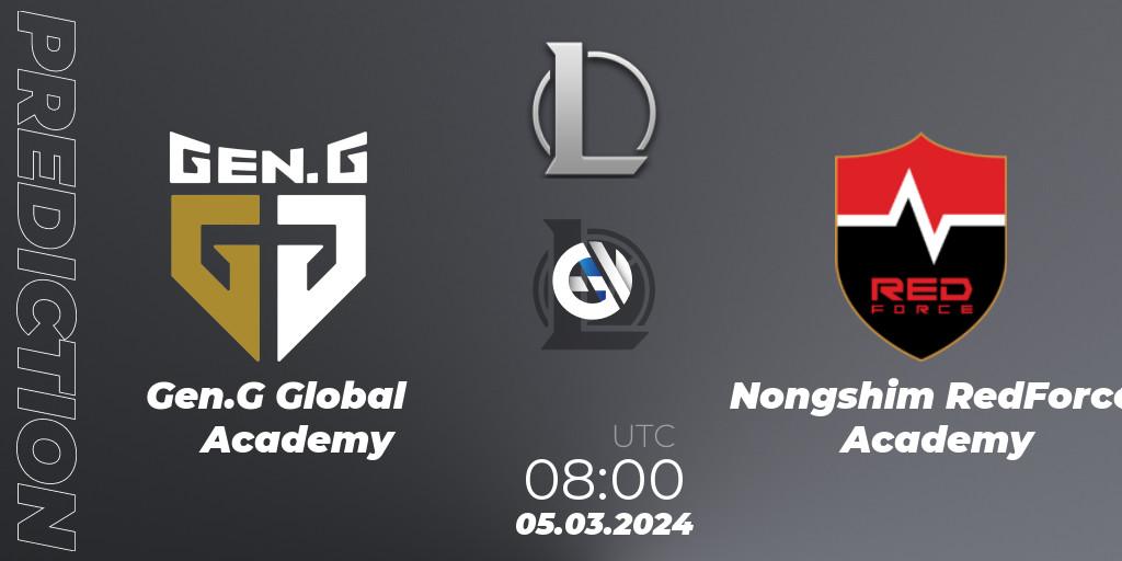 Pronósticos Gen.G Global Academy - Nongshim RedForce Academy. 05.03.24. LCK Challengers League 2024 Spring - Group Stage - LoL