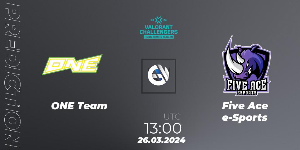 Pronósticos ONE Team - Five Ace e-Sports. 26.03.2024 at 13:00. VALORANT Challengers Hong Kong and Taiwan 2024: Split 1 - VALORANT