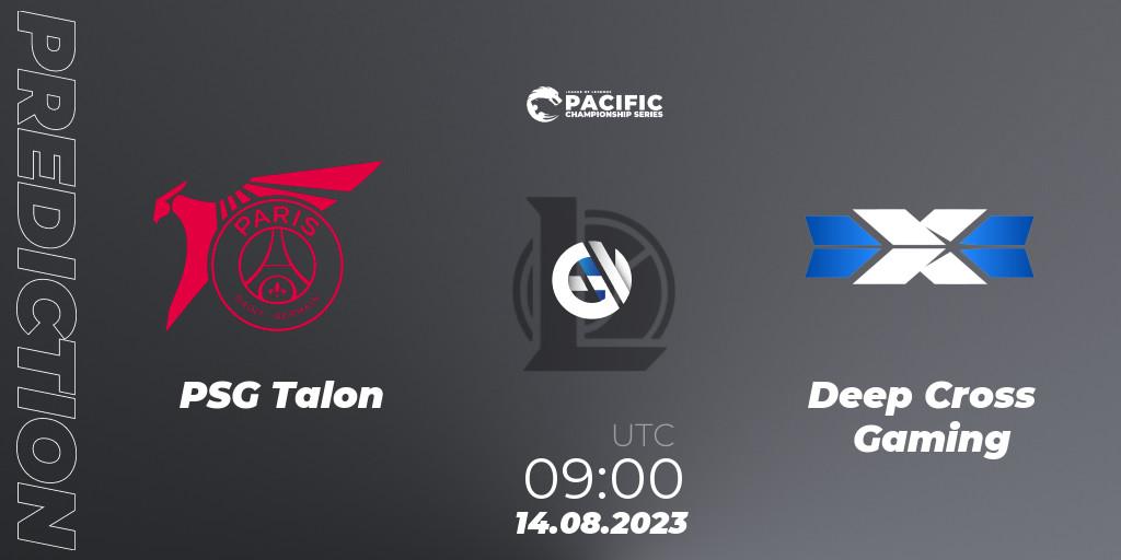 Pronósticos PSG Talon - Deep Cross Gaming. 14.08.2023 at 09:00. PACIFIC Championship series Playoffs - LoL