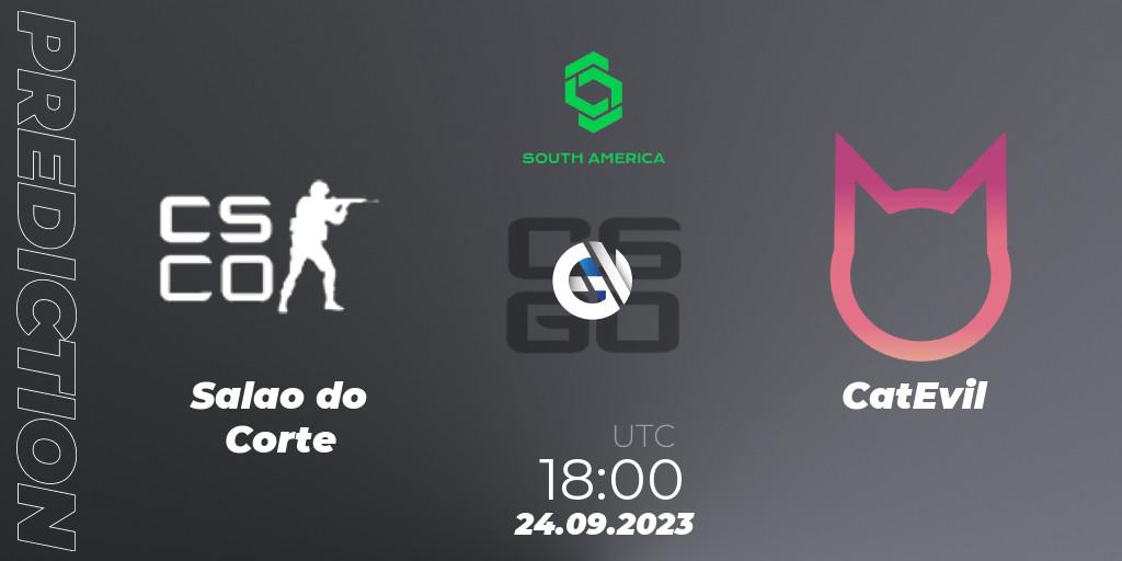 Pronósticos Salao do Corte - CatEvil. 24.09.2023 at 18:00. CCT South America Series #12: Open Qualifier - Counter-Strike (CS2)