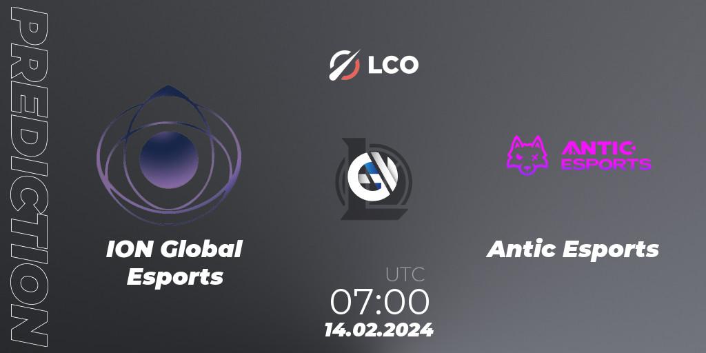Pronósticos ION Global Esports - Antic Esports. 14.02.2024 at 07:00. LCO Split 1 2024 - Group Stage - LoL