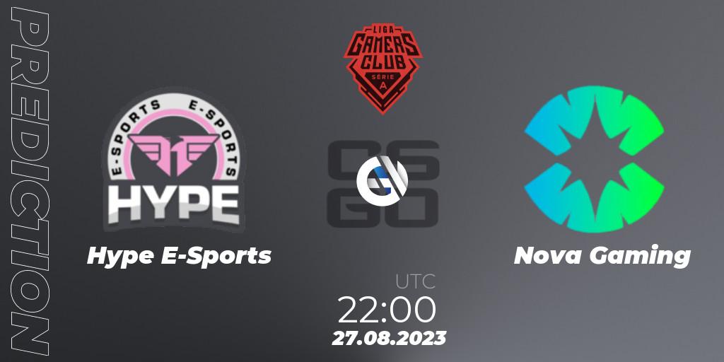 Pronósticos Hype E-Sports - Nova Gaming. 27.08.2023 at 22:00. Gamers Club Liga Série A: August 2023 - Counter-Strike (CS2)