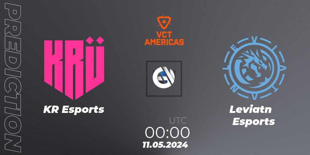 Pronósticos KRÜ Esports - Leviatán Esports. 11.05.2024 at 00:10. VCT 2024: Americas League - Stage 1 - VALORANT