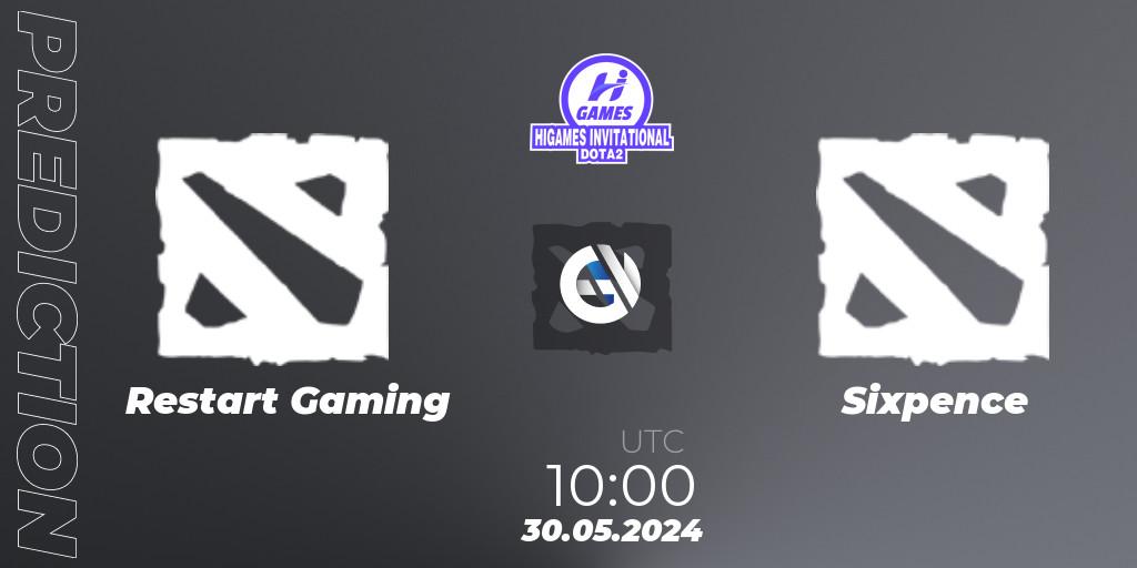 Pronósticos Restart Gaming - Sixpence. 30.05.2024 at 06:00. HiGames Invitational - Dota 2