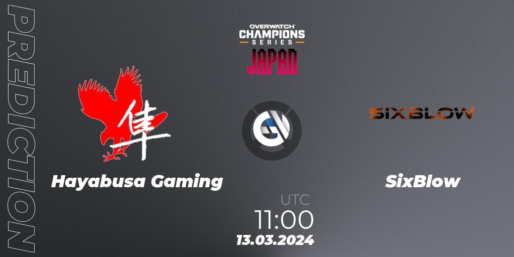 Pronósticos Hayabusa Gaming - SixBlow. 13.03.2024 at 12:00. Overwatch Champions Series 2024 - Stage 1 Japan - Overwatch