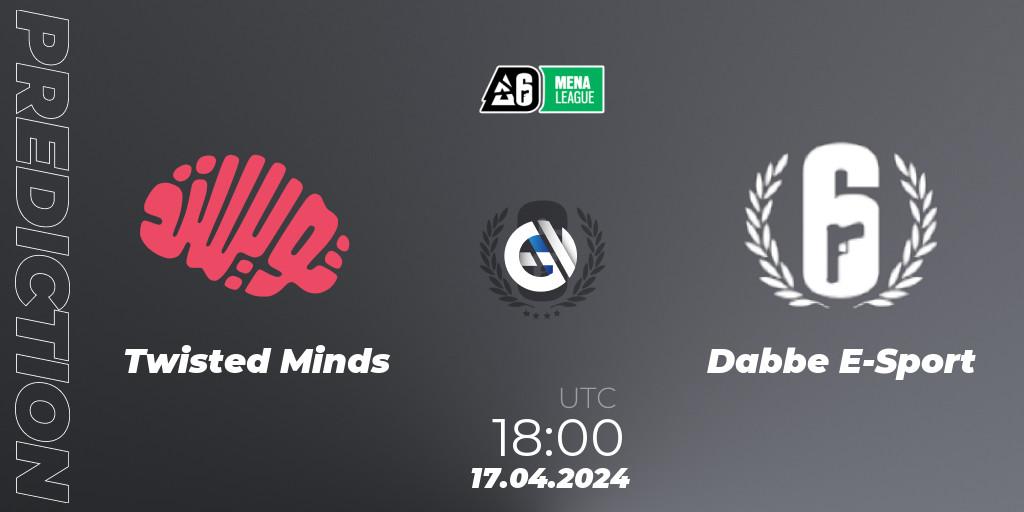 Pronósticos Twisted Minds - Dabbe E-Sport. 17.04.2024 at 18:00. MENA League 2024 - Stage 1 - Rainbow Six