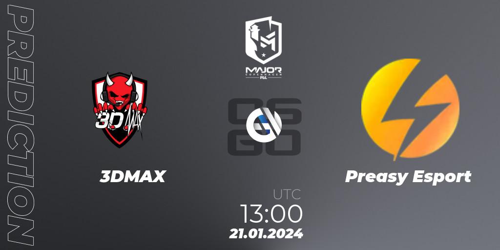 Pronósticos 3DMAX - Preasy Esport. 21.01.2024 at 13:00. PGL CS2 Major Copenhagen 2024 Europe RMR Decider Qualifier - Counter-Strike (CS2)