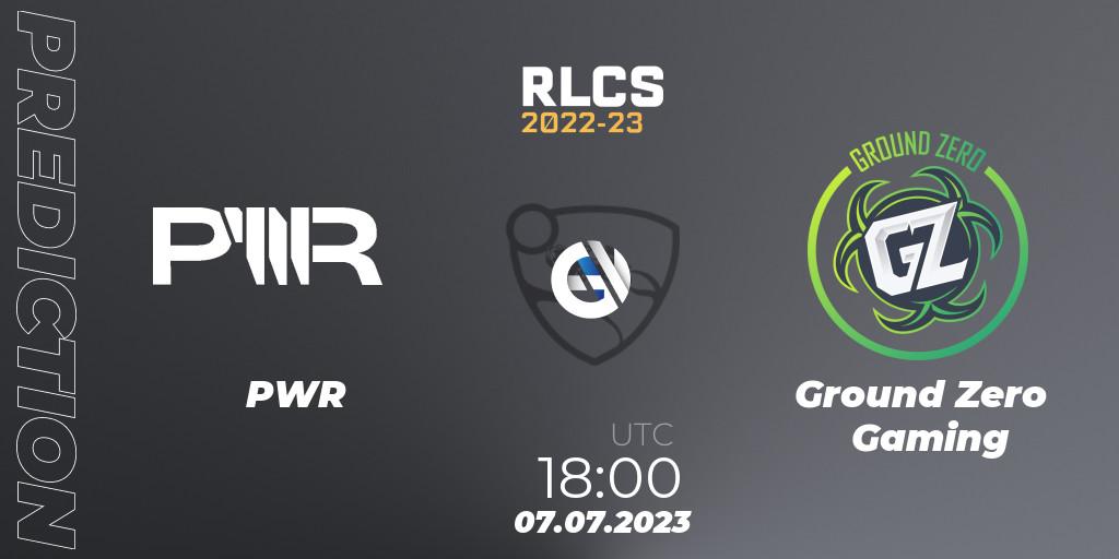 Pronósticos PWR - Ground Zero Gaming. 07.07.2023 at 17:45. RLCS 2022-23 Spring Major - Rocket League