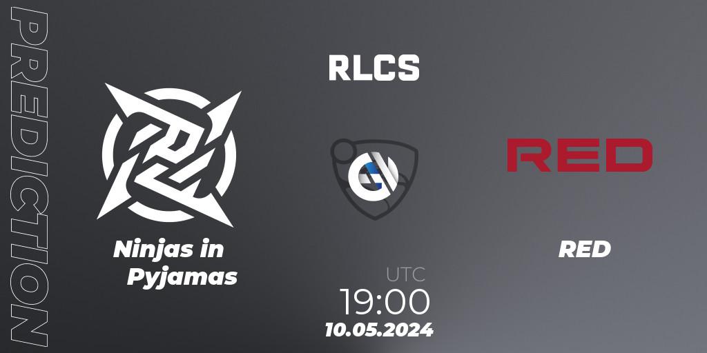 Pronósticos Ninjas in Pyjamas - RED. 10.05.2024 at 19:00. RLCS 2024 - Major 2: SAM Open Qualifier 5 - Rocket League