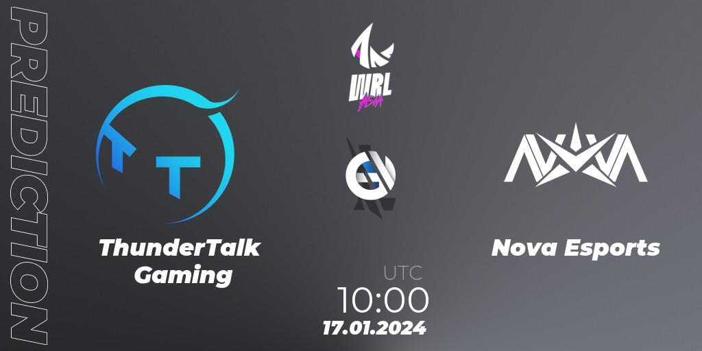 Pronósticos ThunderTalk Gaming - Nova Esports. 17.01.2024 at 10:00. WRL Asia 2023 - Season 2: China Conference - Wild Rift