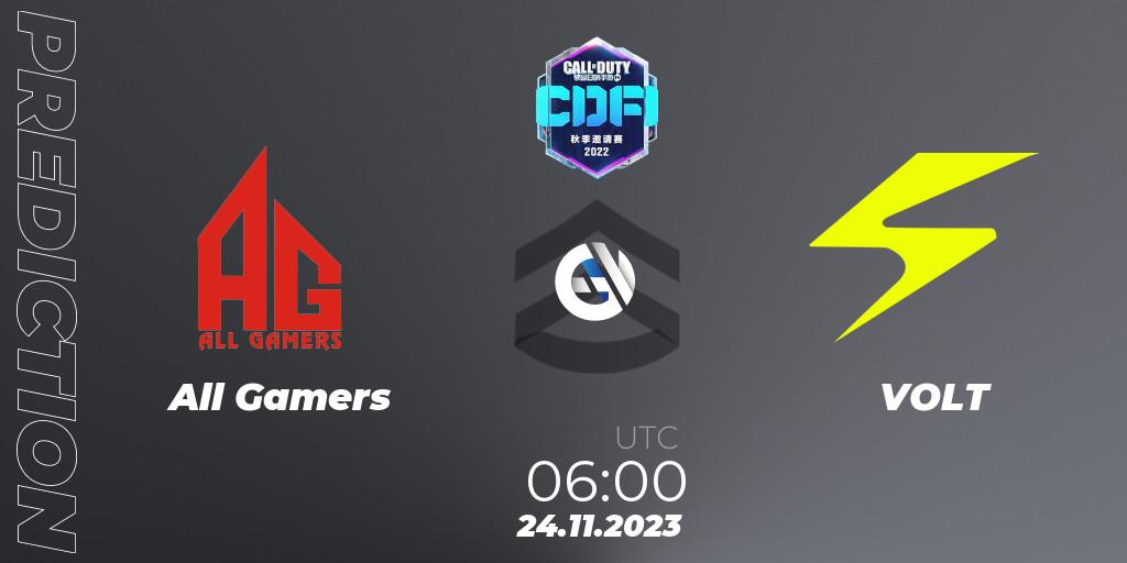 Pronósticos All Gamers - VOLT. 24.11.2023 at 06:00. CODM Fall Invitational 2023 - Call of Duty