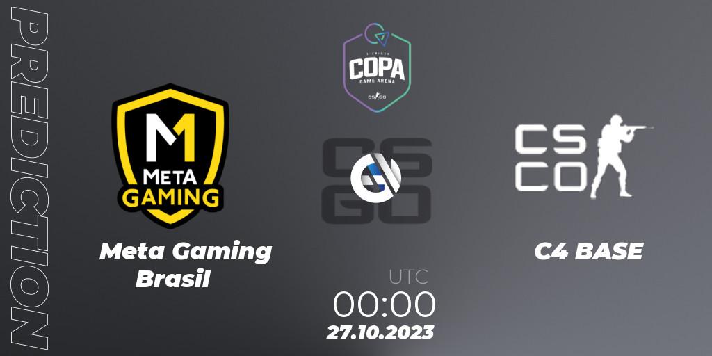 Pronósticos Meta Gaming Brasil - C4 BASE. 26.10.2023 at 20:30. Game Arena Cup 2023 Season 1: Open Qualifier #2 - Counter-Strike (CS2)