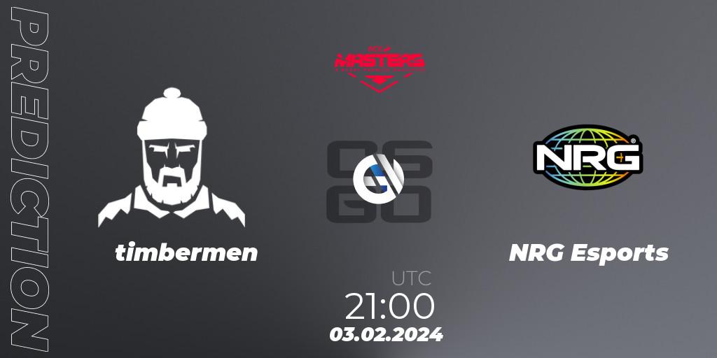 Pronósticos timbermen - NRG Esports. 03.02.24. ACE North American Masters Spring 2024 - A BLAST Premier Qualifier - CS2 (CS:GO)