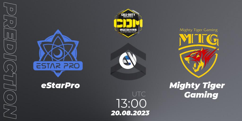 Pronósticos eStarPro - Mighty Tiger Gaming. 20.08.2023 at 13:00. China Masters 2023 S6 - Stage 2 - Call of Duty